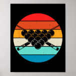 Retro Pool Billiards Design With Cues And  Poster