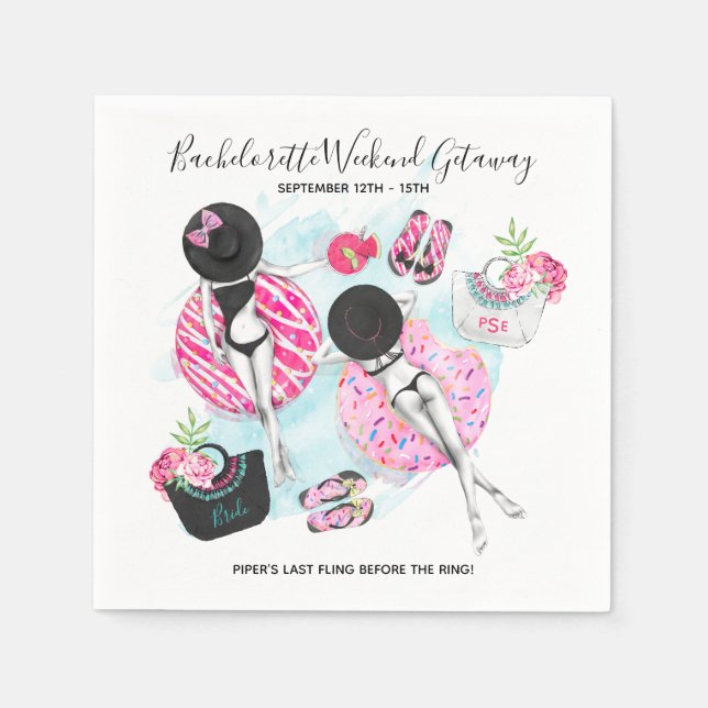 Retro Pool Girls Bachelorette Weekend Party Napkins (Front)