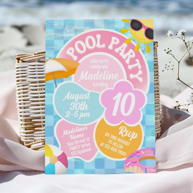 Retro Pool Party Birthday Invitation (Creator Uploaded)