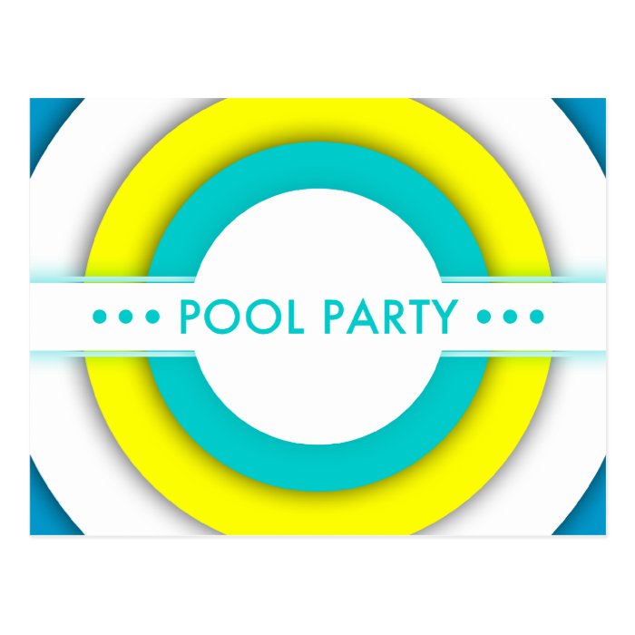 retro pool party invitation post cards