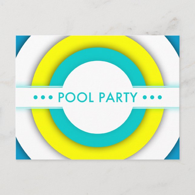 retro pool party invitation postcard (Front)