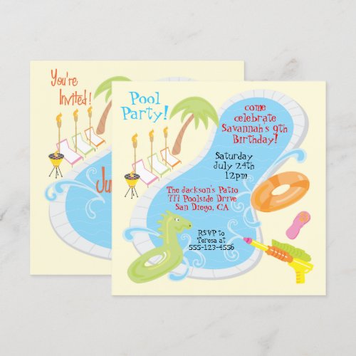Retro Pool Party Invitations