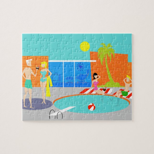 Retro Pool Party Puzzle (Horizontal)