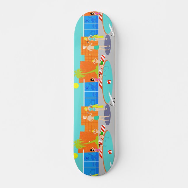 Retro Pool Party Skateboard Deck (Front)