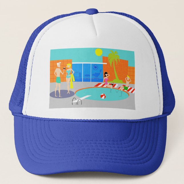 Retro Pool Party Trucker Hat (Front)