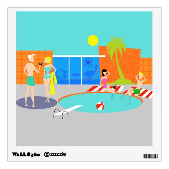 Retro Pool Party Wall Decal (Front)