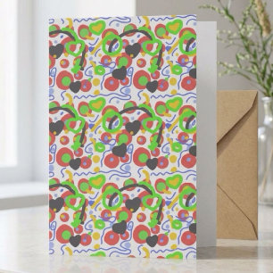 Retro Pop Abstract Doodle Pattern In Vibrant Color Card