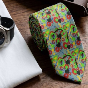Retro Pop Abstract Doodle Pattern In Vibrant Color Neck Tie