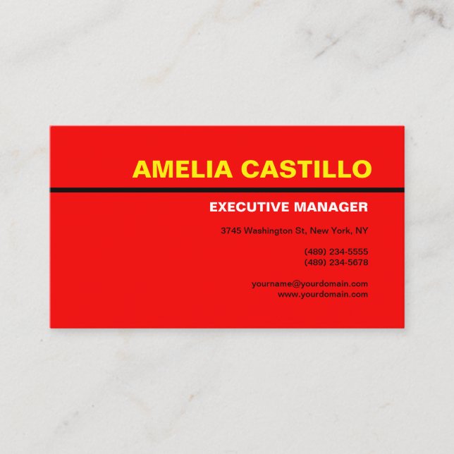 Retro Pop Art 60s 70s Style Red Yellow Black Business Card (Front)