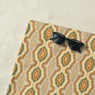 Retro Pop Art Abstract Geometric Wavy Pattern Beach Towel