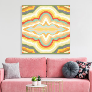 Retro Pop Art Abstract Geometric Wavy Pattern Canvas Print