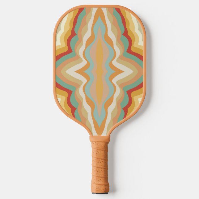 Retro Pop Art Abstract Geometric Wavy Pattern Pickleball Paddle (Front)