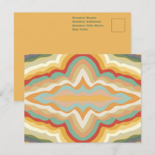 Retro Pop Art Abstract Geometric Wavy Pattern Postcard