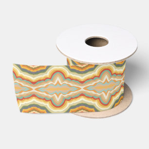 Retro Pop Art Abstract Geometric Wavy Pattern Satin Ribbon