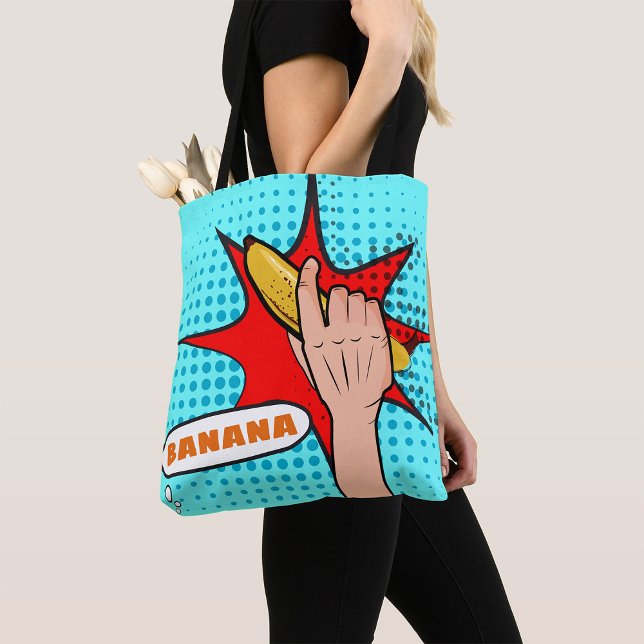 Retro Pop Art Banana Comic Book Style Tote Bag (Creator Uploaded)