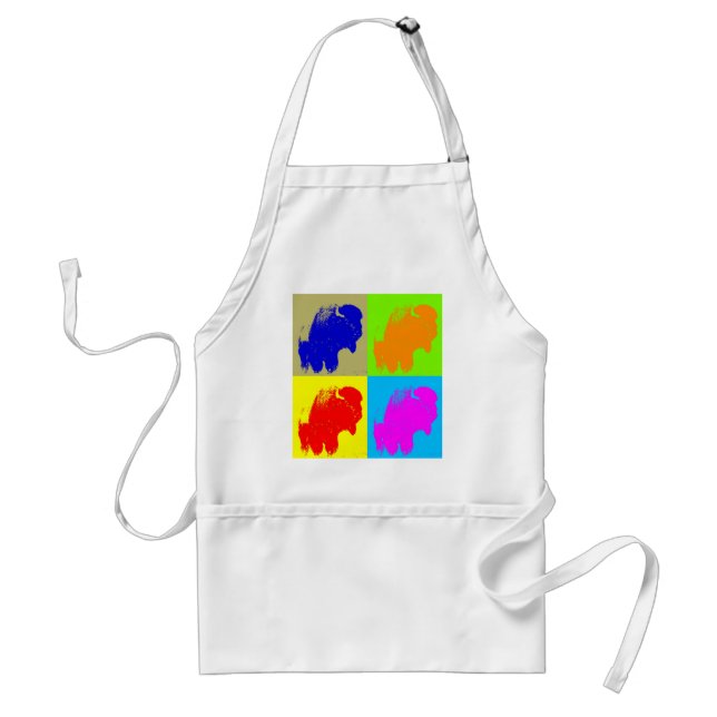 Retro Pop Art Bison Buffalo Artwork Adult Apron (Front)