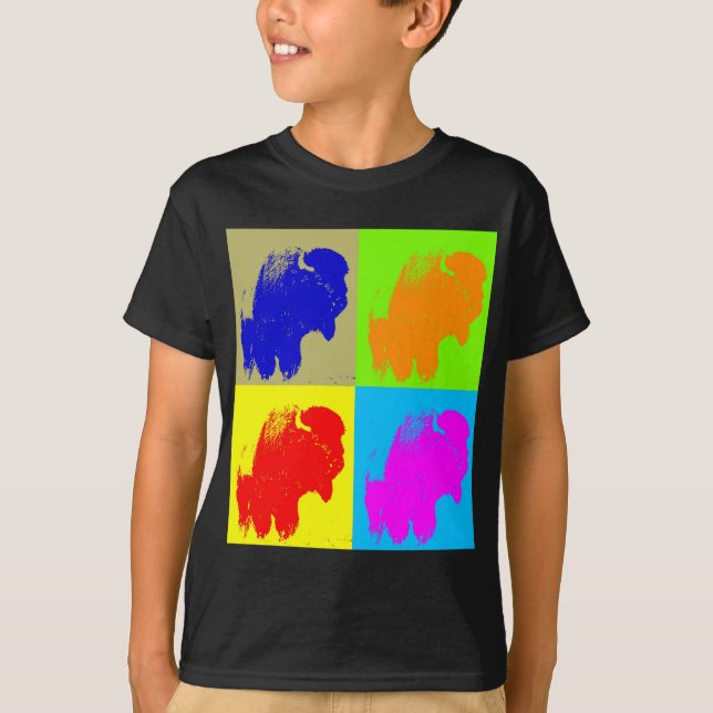 Retro Pop Art Bison Buffalo Artwork T-Shirt (Front)