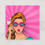 Retro Pop Art Blonde Lady Wow Pink ID556 Square Business Card