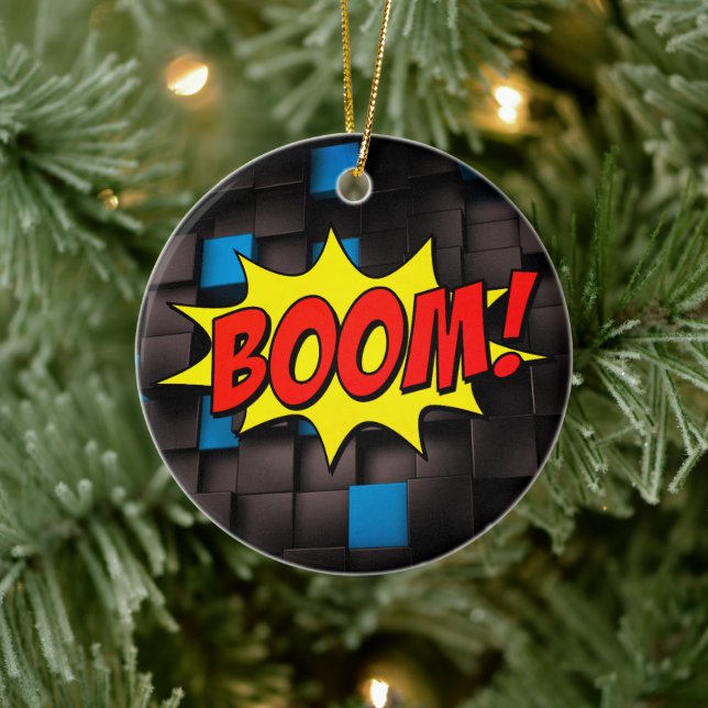 Retro Pop Art BOOM 3D Ceramic Ornament (Tree)