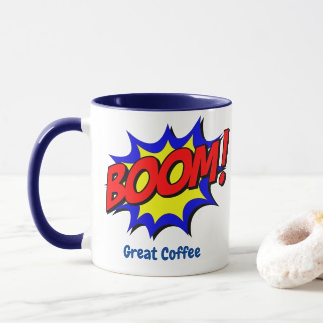 Retro Pop Art - Boom Designed Mug (With Donut)
