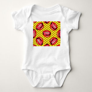 Retro Pop Art: Cartoon Patch Badges Baby Bodysuit