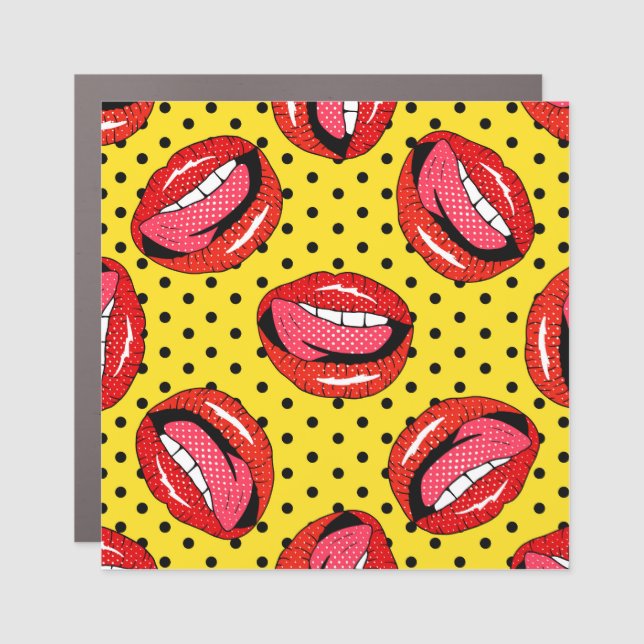Retro Pop Art: Cartoon Patch Badges Car Magnet (Front)