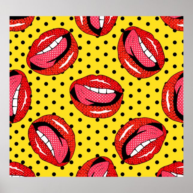 Retro Pop Art: Cartoon Patch Badges Poster (Front)