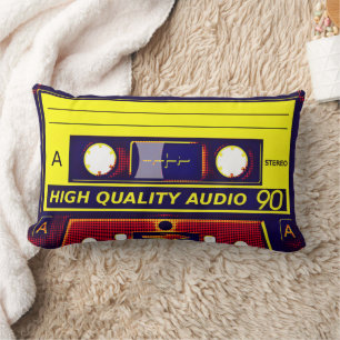 Retro Pop Art Cassette Tape Lumbar Pillow