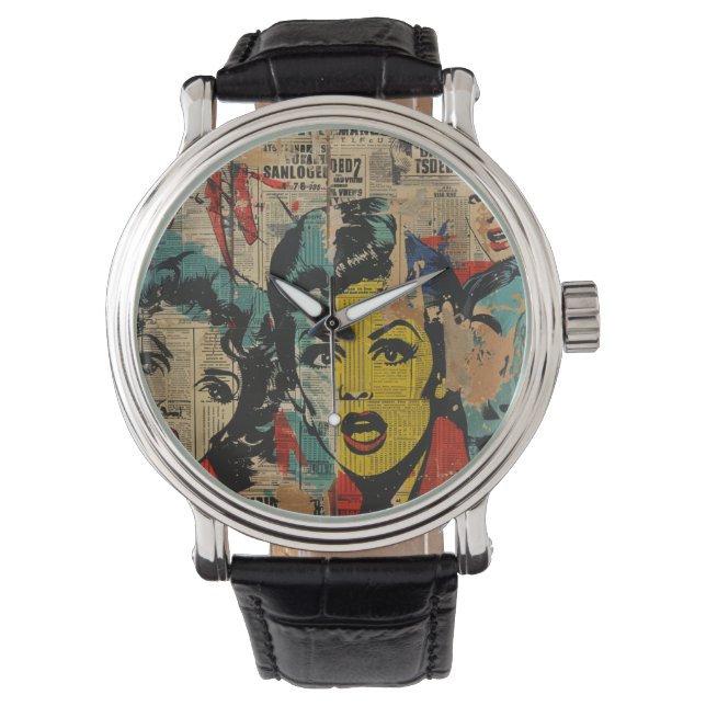 Retro Pop Art Collage Watch (Front)