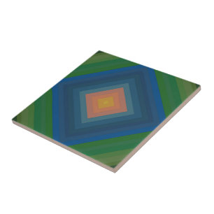Retro Pop Art Color Stripe Diamond Pattern  Ceramic Tile