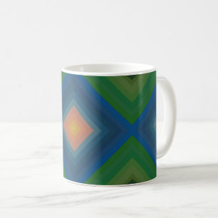 Retro Pop Art Color Stripe Diamond Pattern Coffee Mug