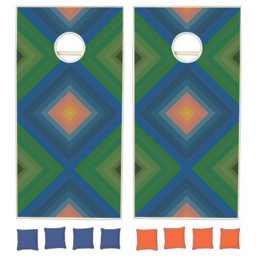 Retro Pop Art Color Stripe Diamond Pattern  Cornhole Set
