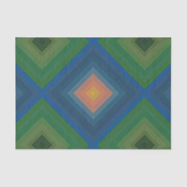 Retro Pop Art Color Stripe Diamond Pattern  Tissue Paper (Front)