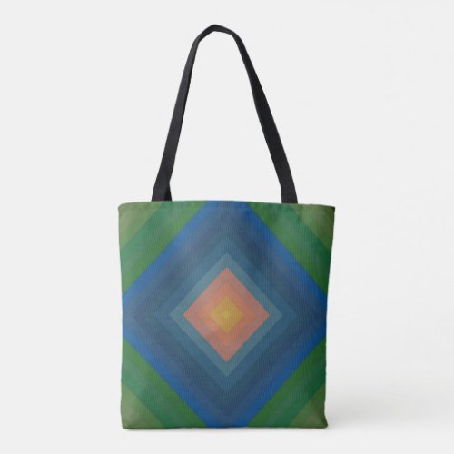 Retro Pop Art Color Stripe Diamond Pattern  Tote Bag