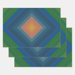 Retro Pop Art Color Stripe Diamond Pattern Wrapping Paper Sheets