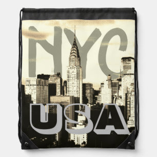 Retro Pop Art Comic New York City NYC USA Drawstring Bag