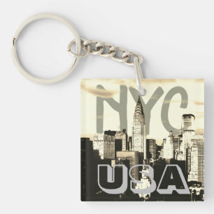 Retro Pop Art Comic New York City NYC USA Keychain