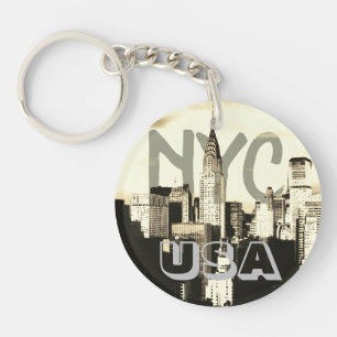 Retro Pop Art Comic New York City NYC USA Keychain