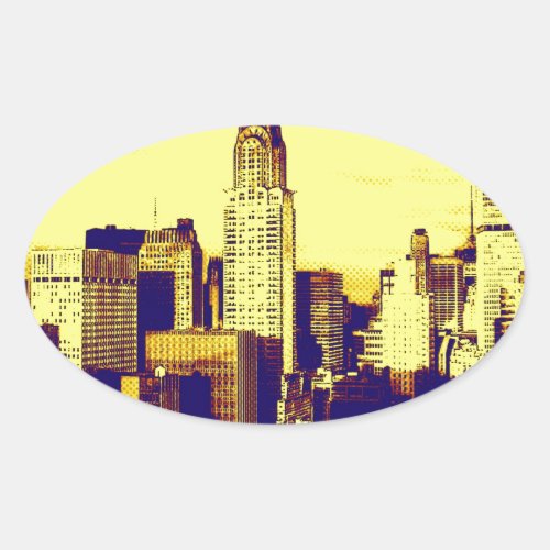 Retro Pop Art Comic New York City Oval Sticker