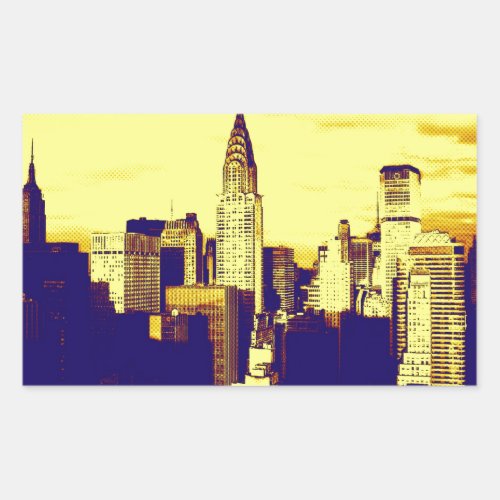 Retro Pop Art Comic New York City Rectangular Sticker