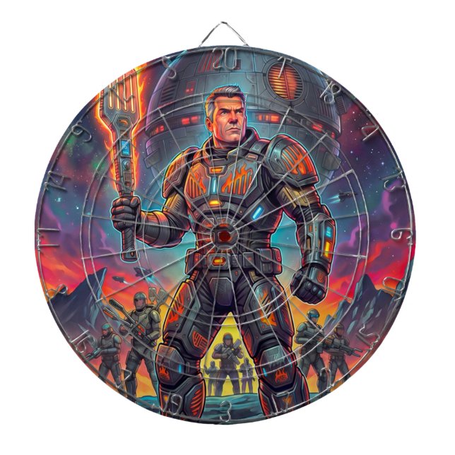Retro Pop Art Comic Sci Fi Space Alien BBQ Dart Board (Front)