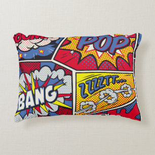 Retro pop art, comic shout pattern. accent pillow