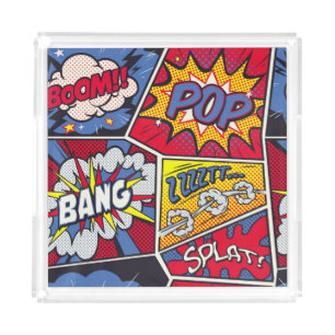 Retro pop art, comic shout pattern. acrylic tray