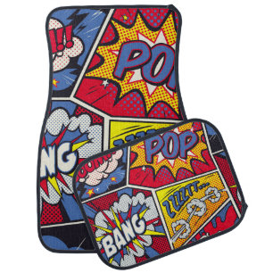 Retro pop art, comic shout pattern. car floor mat