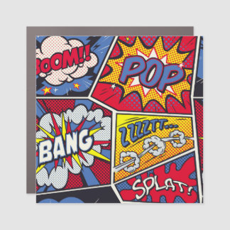 Retro pop art, comic shout pattern. car magnet