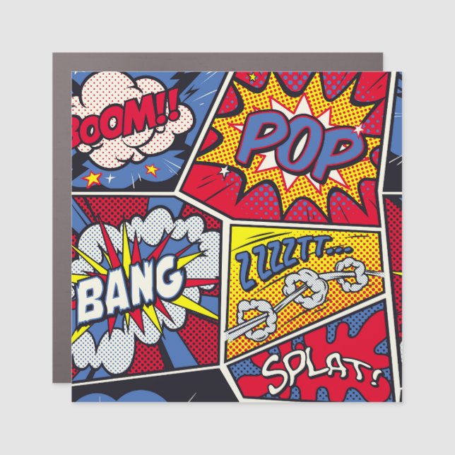Retro pop art, comic shout pattern. car magnet (Front)