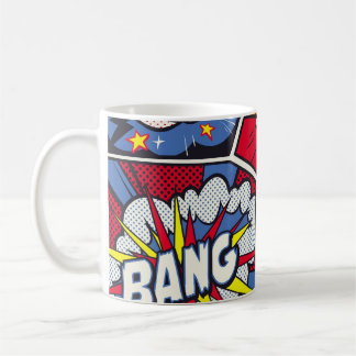 Retro pop art, comic shout pattern. coffee mug