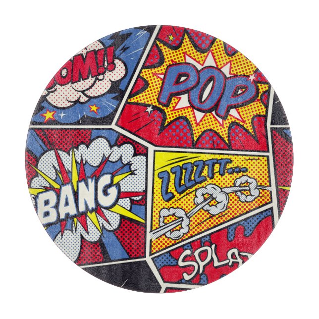 Retro pop art, comic shout pattern. cutting board (Front)