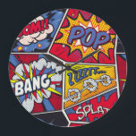 Retro pop art, comic shout pattern. large clock<br><div class="desc">Retro Pop Art comic shout seamless pattern Get your Retro Pop Art Comic Shout Pattern! Fun and Quirky decor! Comic Pop Art Shout Pattern - Where Retro Meets Fun! Get Your Typography On with this Graphic Blast from the Past. comic, pop, pattern, book, seamless, background, illustration, retro, cartoon, effect, decor,...</div>