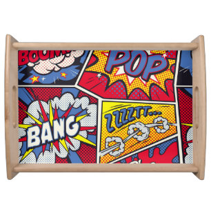 Retro pop art, comic shout pattern. serving tray